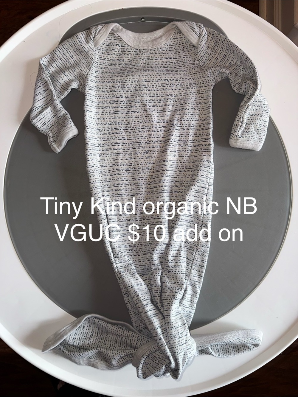 Organic Newborn Gray Knit Knotted Sleep Gown